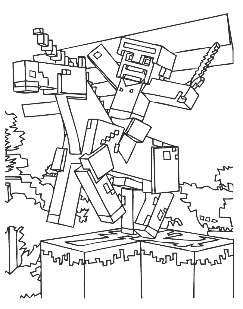 Online coloring book: Steve on a horse coloring page